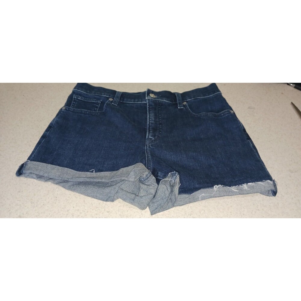 Express Denim Shorts Size 8 Blue Low Rise Shortie Rolled Hem Zip